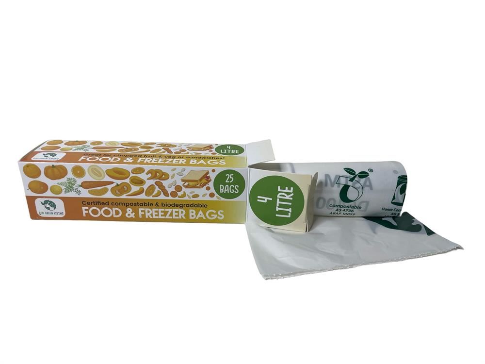Eco Green Living 4 Litre Certified Compostable Food & Freezer Bags - 25 bags