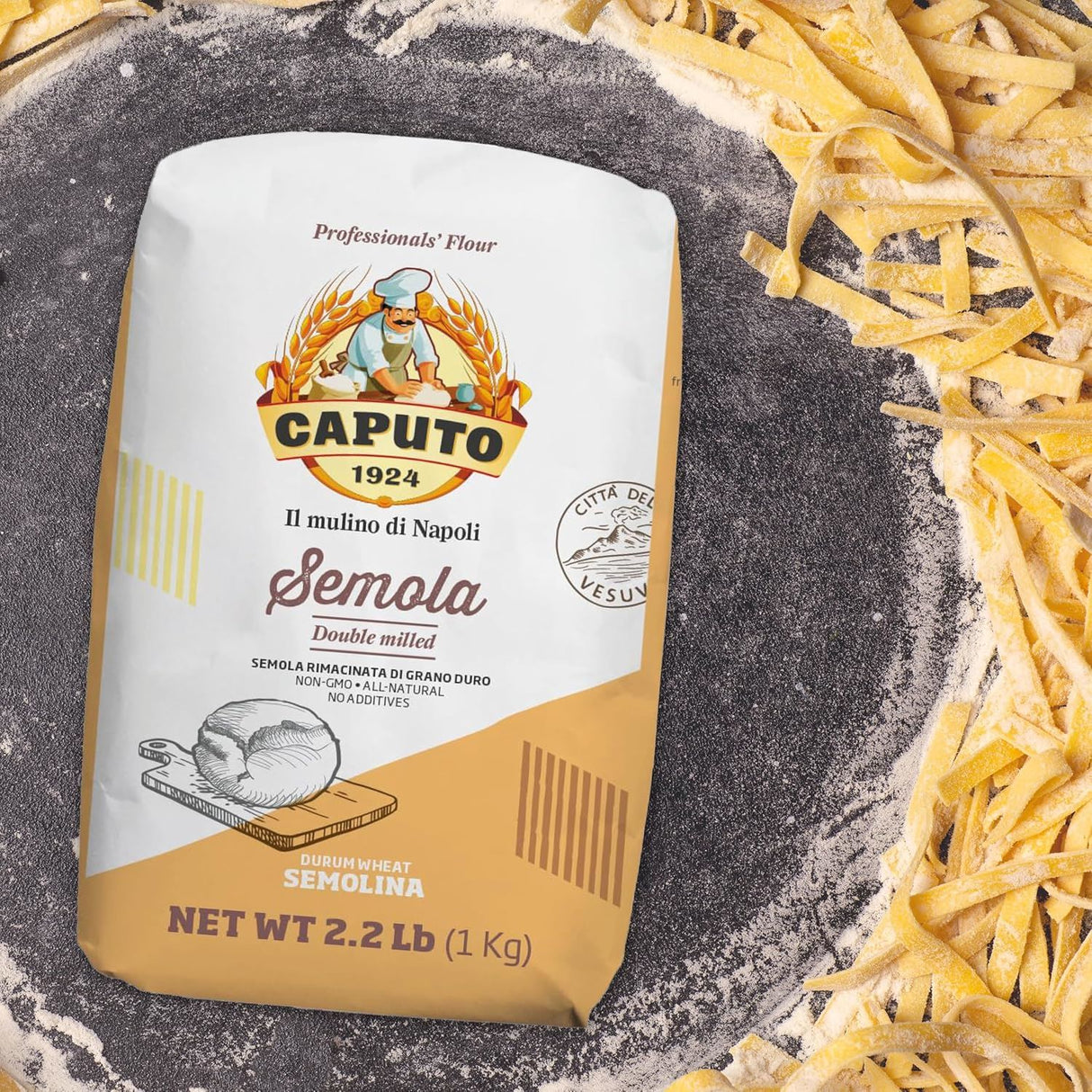Caputo Farina Semola Double Milled Rimacinata Semolina Flour 1kg - Pack of 2