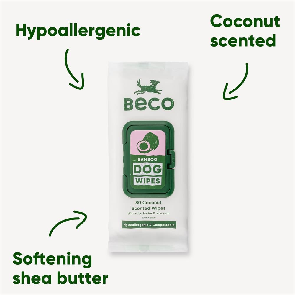 Beco Dog wipes infused with coconut oil shea butter aloe vera. 80pack