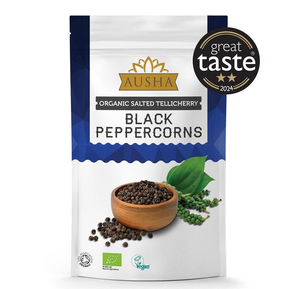 AUSHA Organic Black Peppercorns 100g - Salted