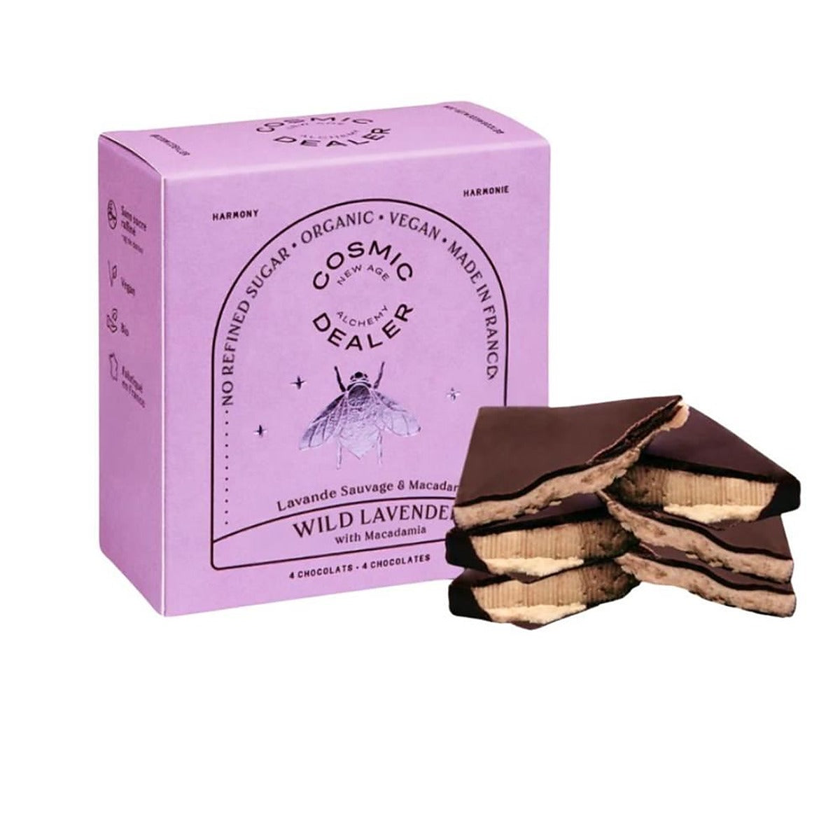Cosmic Dealer Mini Chocolate Box Lavender Macadamia - Box of 4 Bites 80g