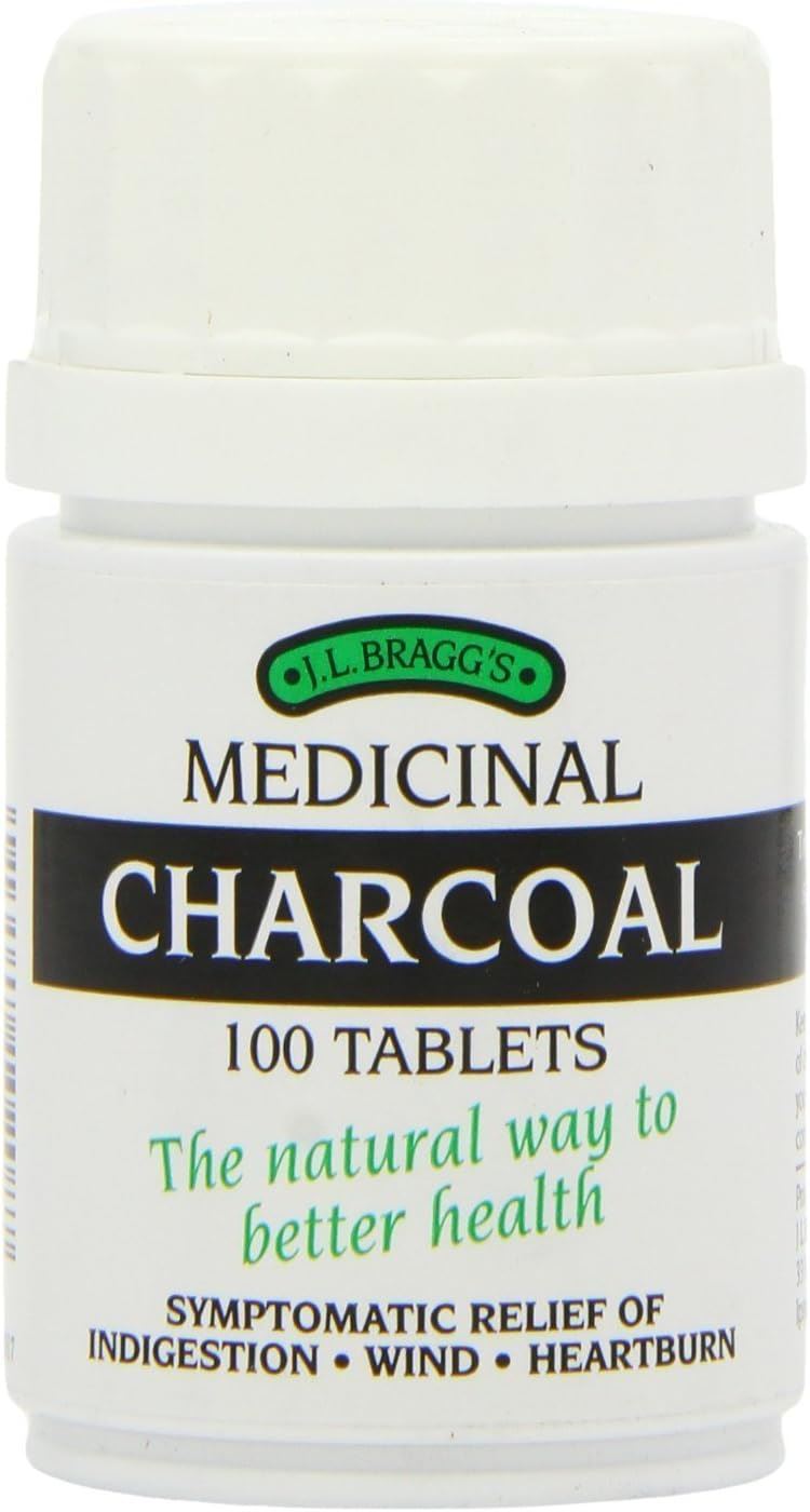 J.L Bragg's Medicinal Charcoal 100 Tablets - Pack of 2
