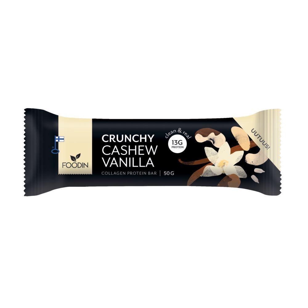 Foodin Crunchy Collagen Protein Bar Cashew-Vanilla 50g - 12 Pack