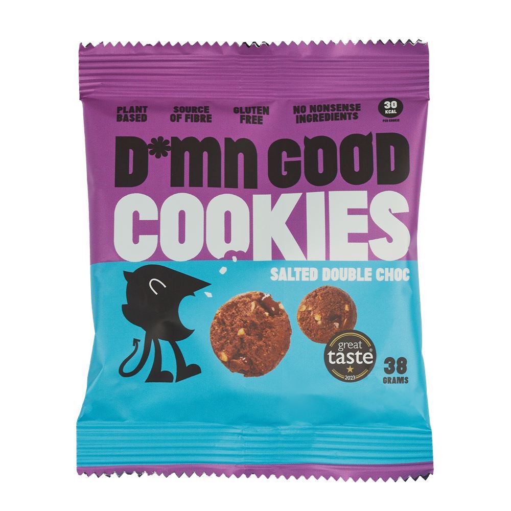 D*MN GOOD Vegan Salted Double Choc Cookies 38g - 12 Pack