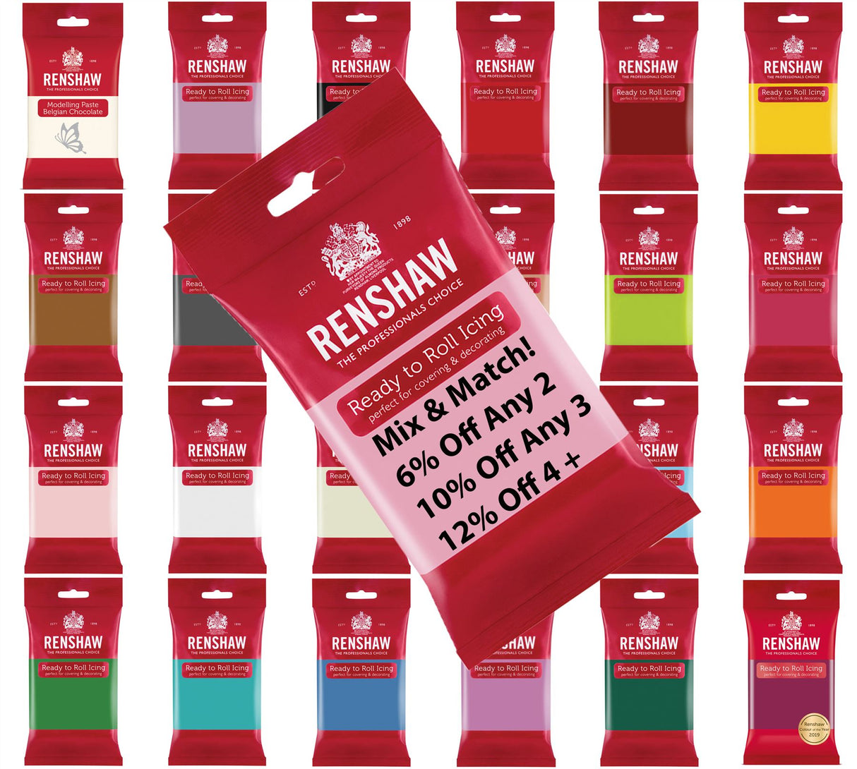 Renshaw | Ready to Roll Fondant Icing Sugarpaste - 250g | All shades