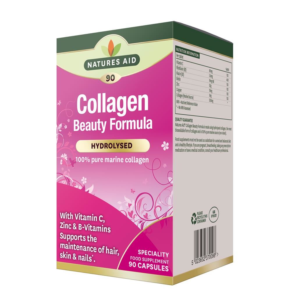 Natures Aid Collagen Beauty Formula 100% pure marine 90 capsules