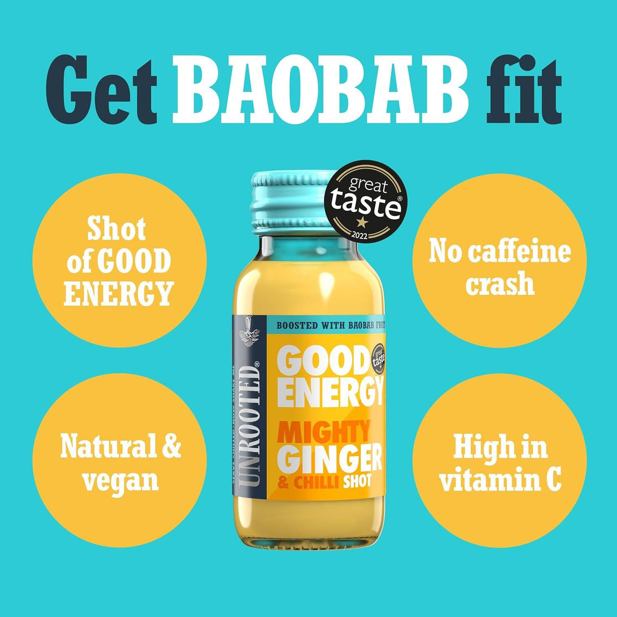 Unrooted Mighty Ginger Shot ginger & turmeric wake-up shot 60ml x 12