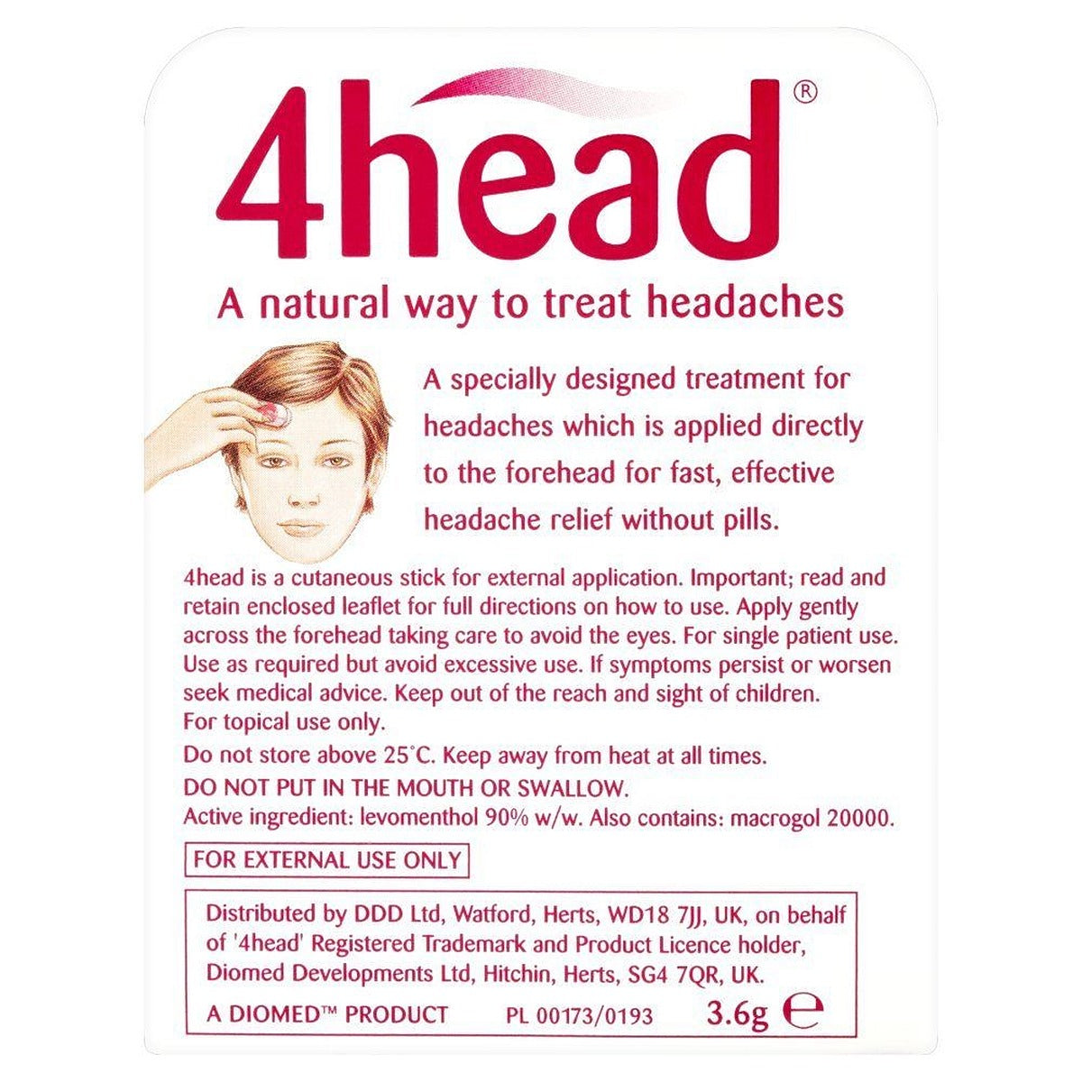 4head Headache & Migraine Relief Stick - 3.6g - image 2