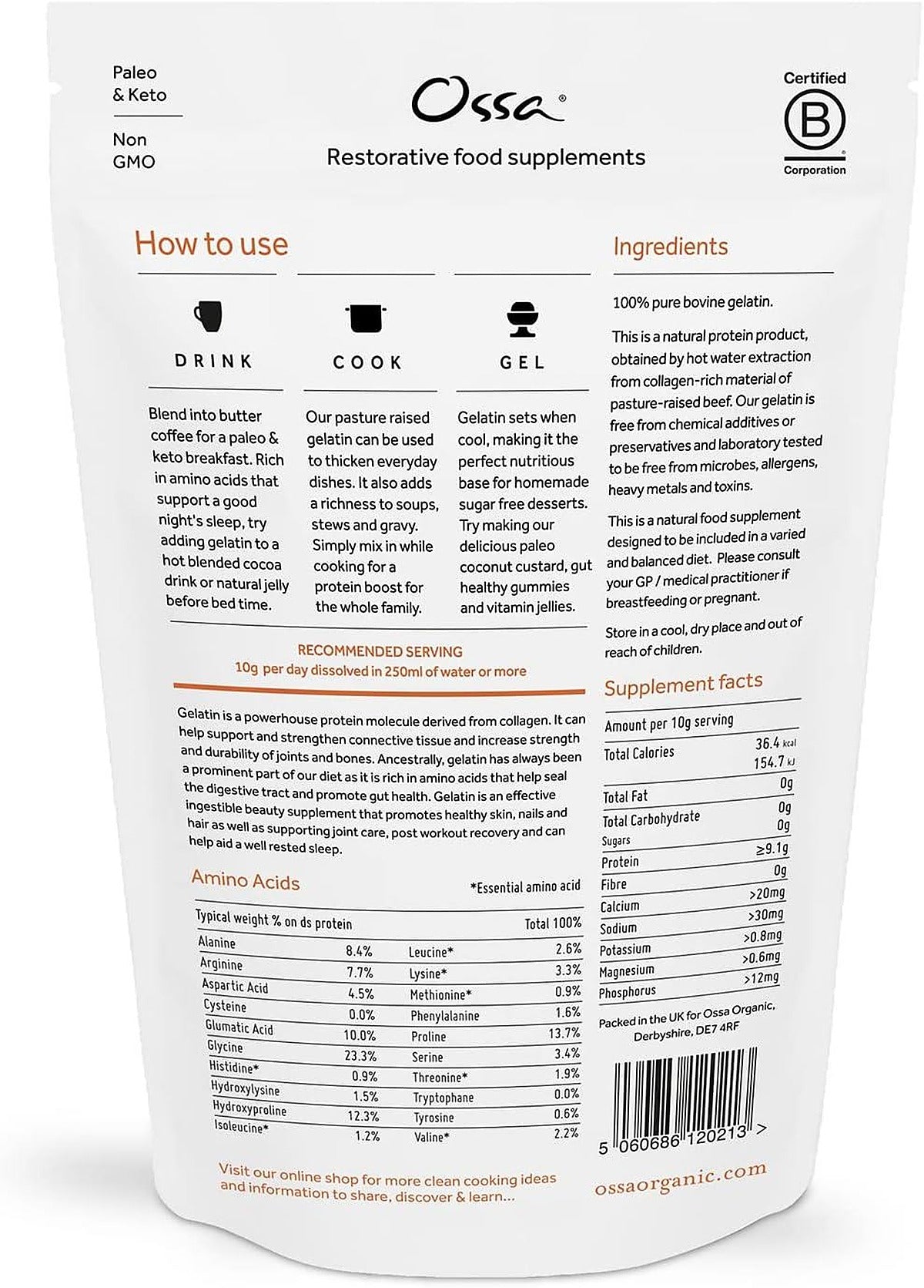 Ossa Organic Pasture Raised Gelatin - 400g - image 2