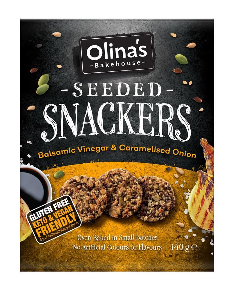 Olinas Bakehouse Seeded Snackers Balsamic Vinegar & Caramelised Onion 140g