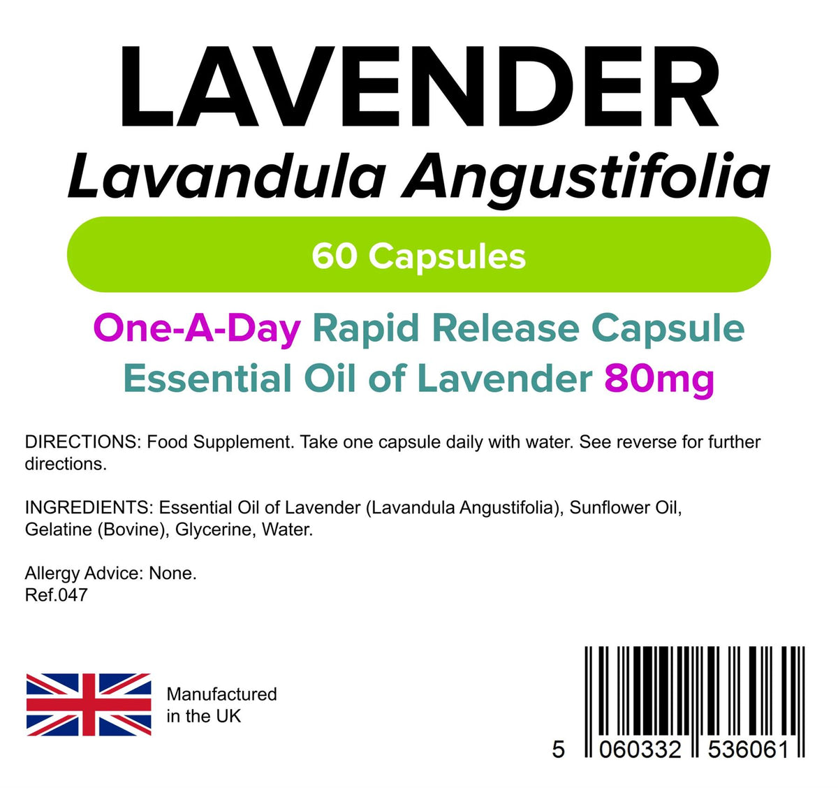 Lindens Lavender Oil 80mg - 60 Capsules - image 2