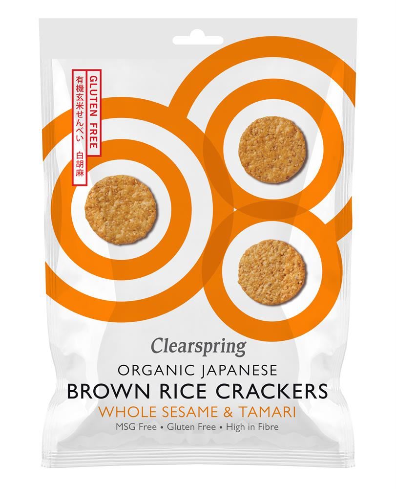 Clearspring Organic Rice Crackers - Whole Sesame 40g