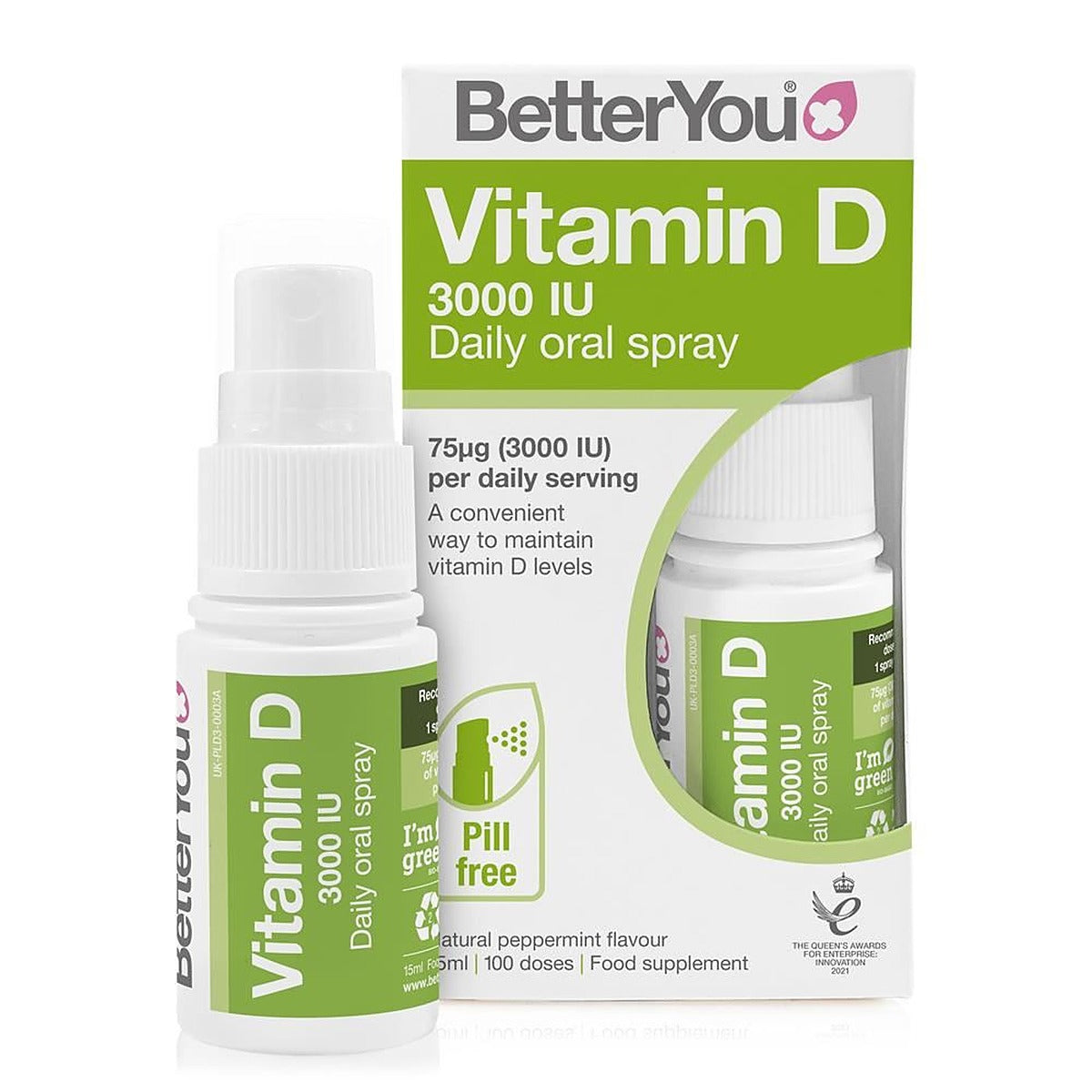 BetterYou D3000 Vitamin D Daily Oral Spray 15Ml