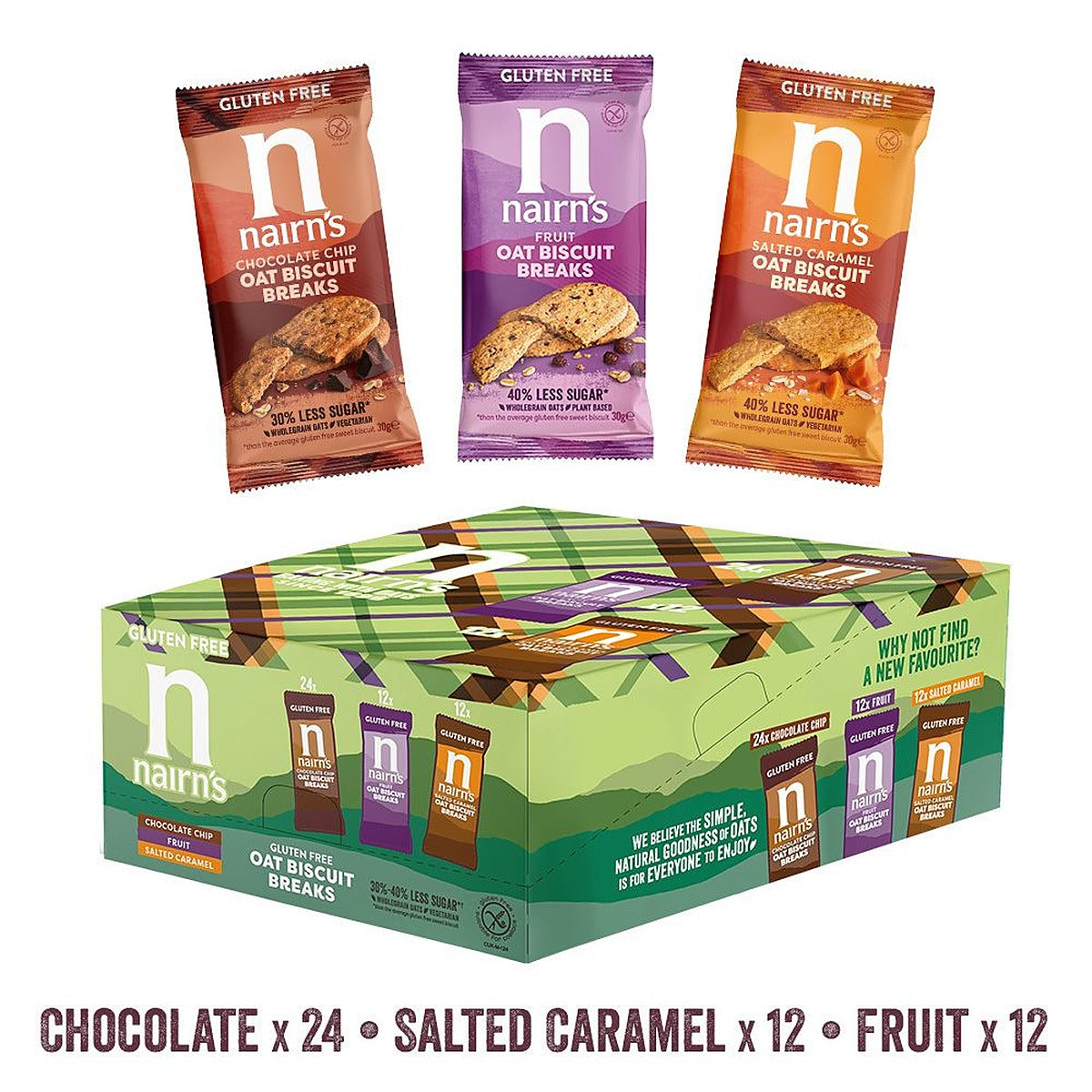 Nairns Gluten Free Oat Biscuit Breaks Mixed Case 48 x 30g