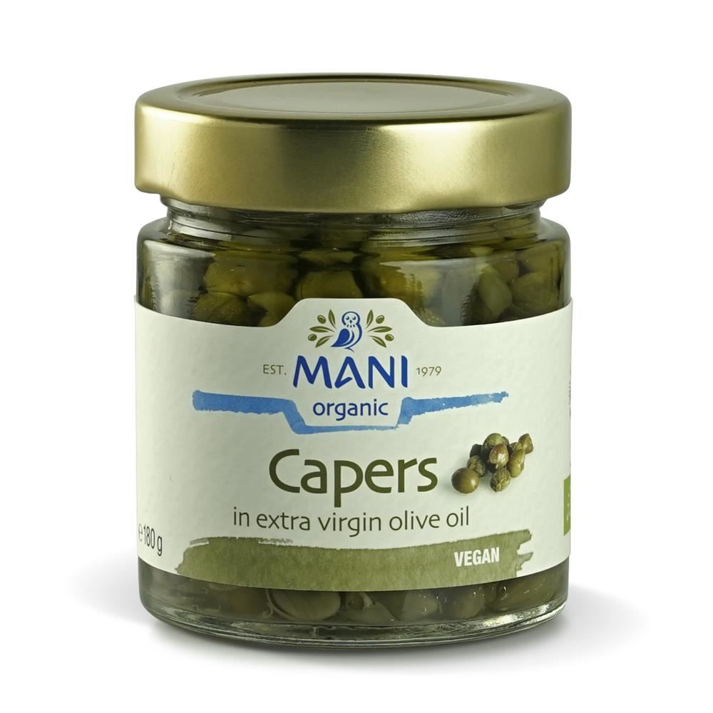 Mani Organic Capers in Extra Virgin Olive Oil 180g
