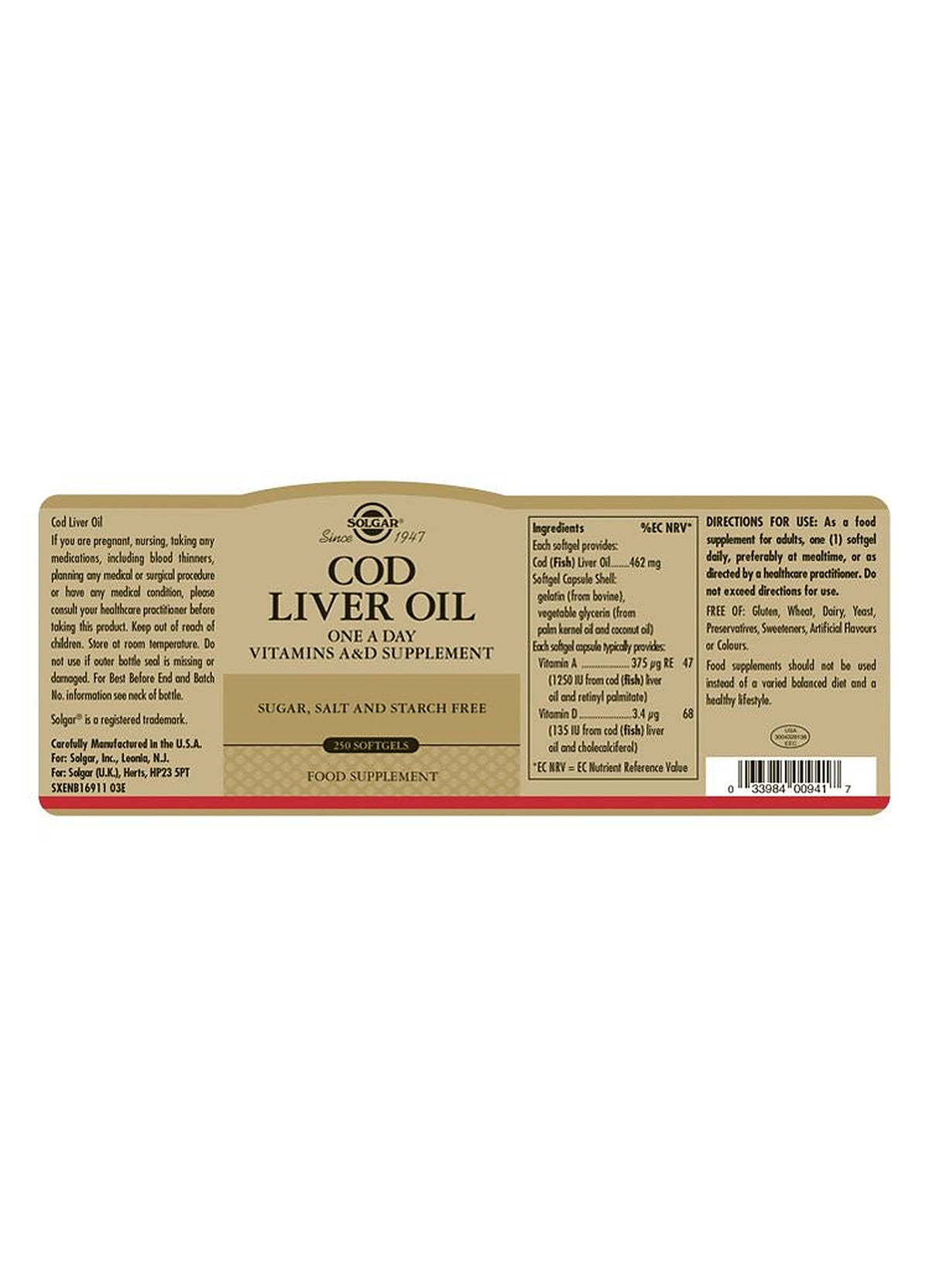 Solgar Cod Liver Oil - 250 Softgels - image 3