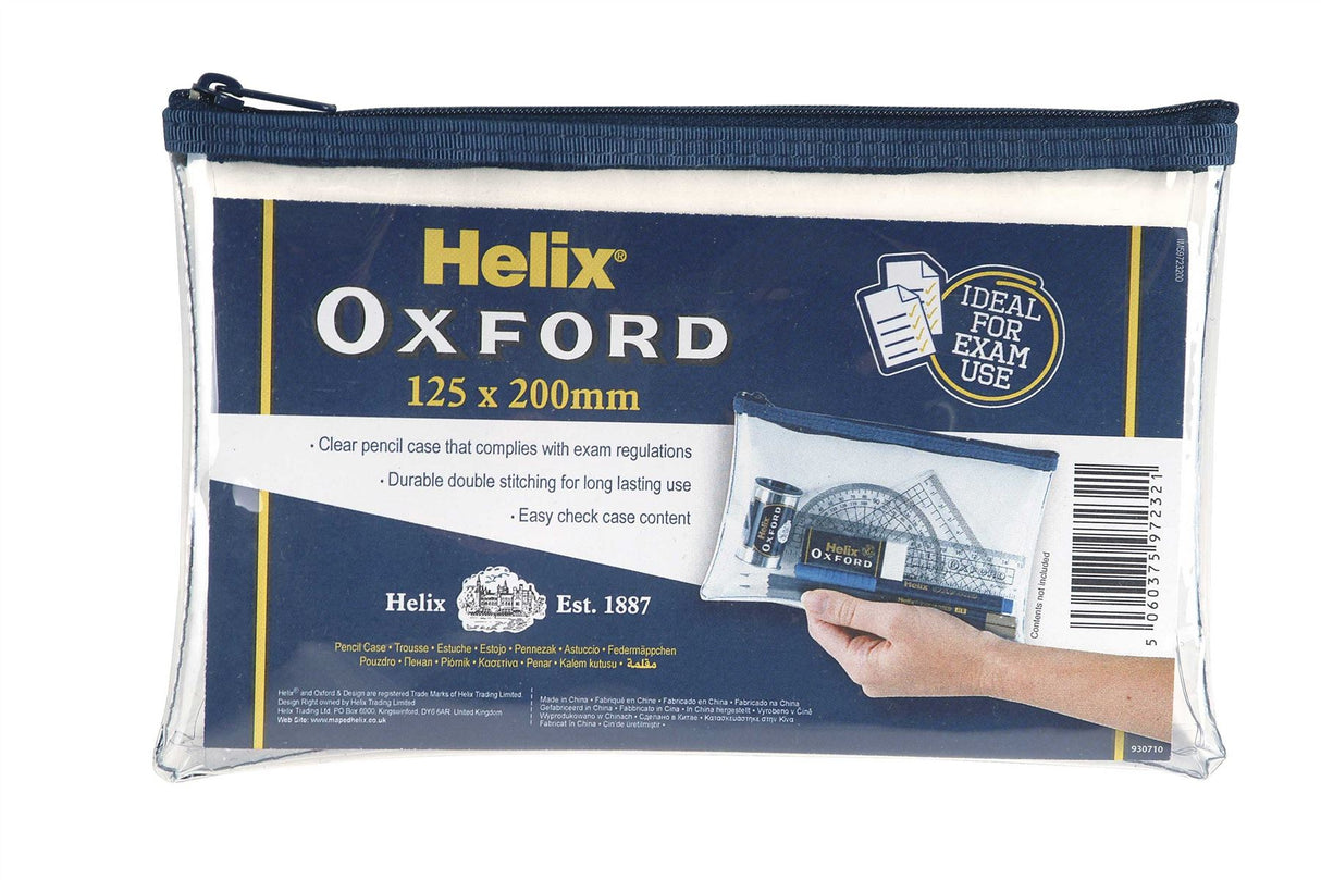 Helix Oxford Small 8 inch Clear Pencil Case