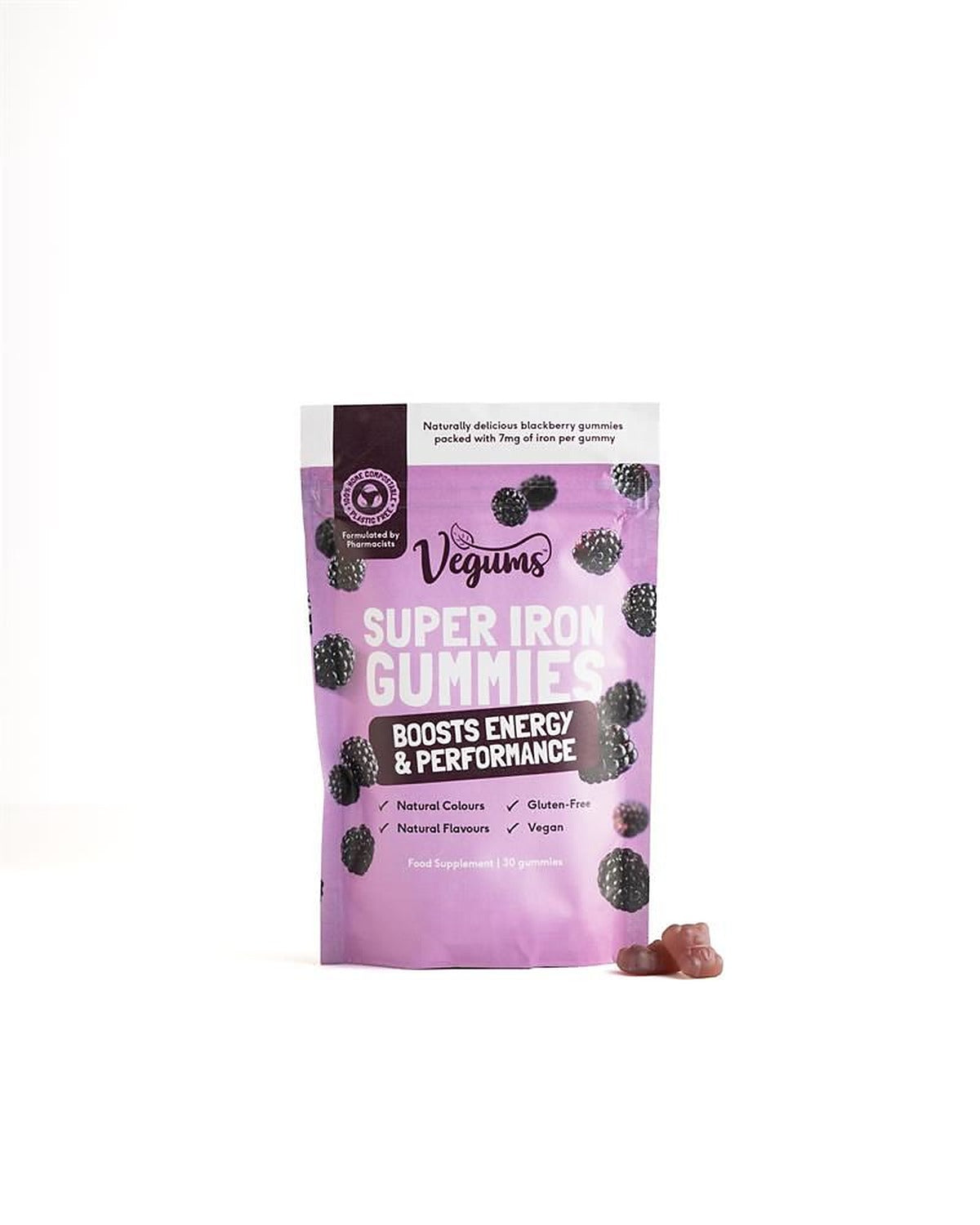 Vegums Vegan Iron Gummies for Kids/Adults 30 gummies