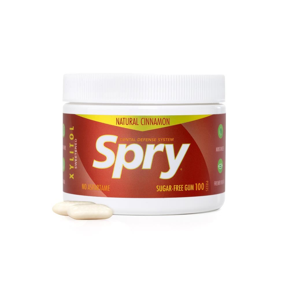 Spry Natural Cinnamon Xylitol Gum 100 piece tub