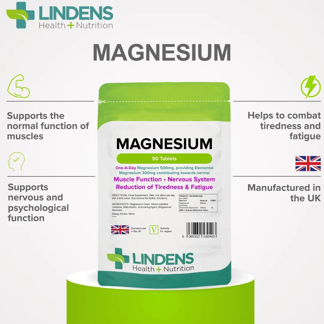 Lindens Magnesium (MgO 500mg) - 90 Tablets - image 3