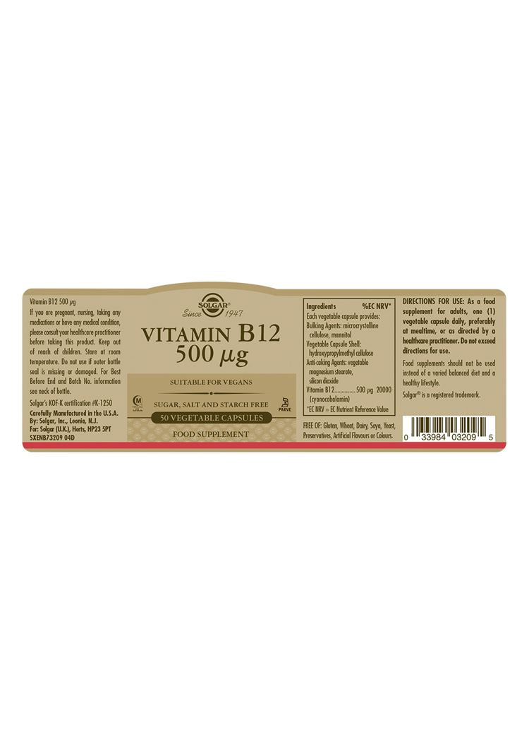 Solgar Vitamin B12 500 µg - 50 Vegicaps