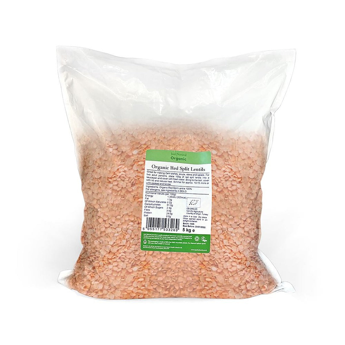 Just Natural Organic Organic Red Split Lentils 5kg