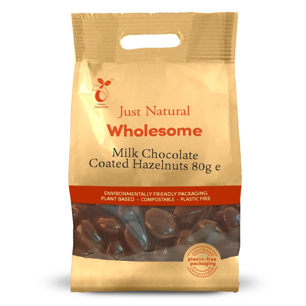 Just Natural Wholesome Milk Chocolate Coated Hazelnuts 80g