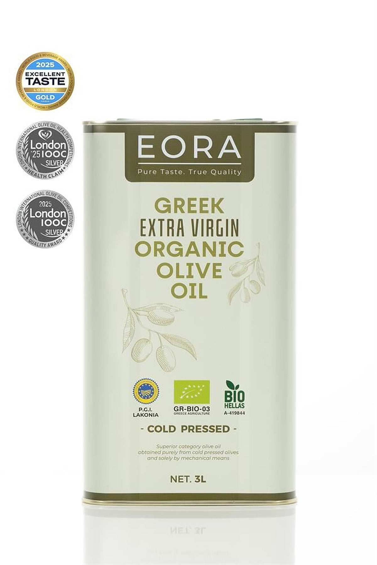 EORA Greek Extra Virgin Olive Oil PGI Lakonia 3 Litre