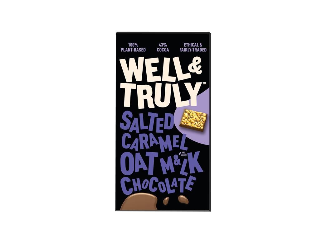 Well and Truly Oat M&lk Chocolate with Salted Caramel 90g - 10 Pack