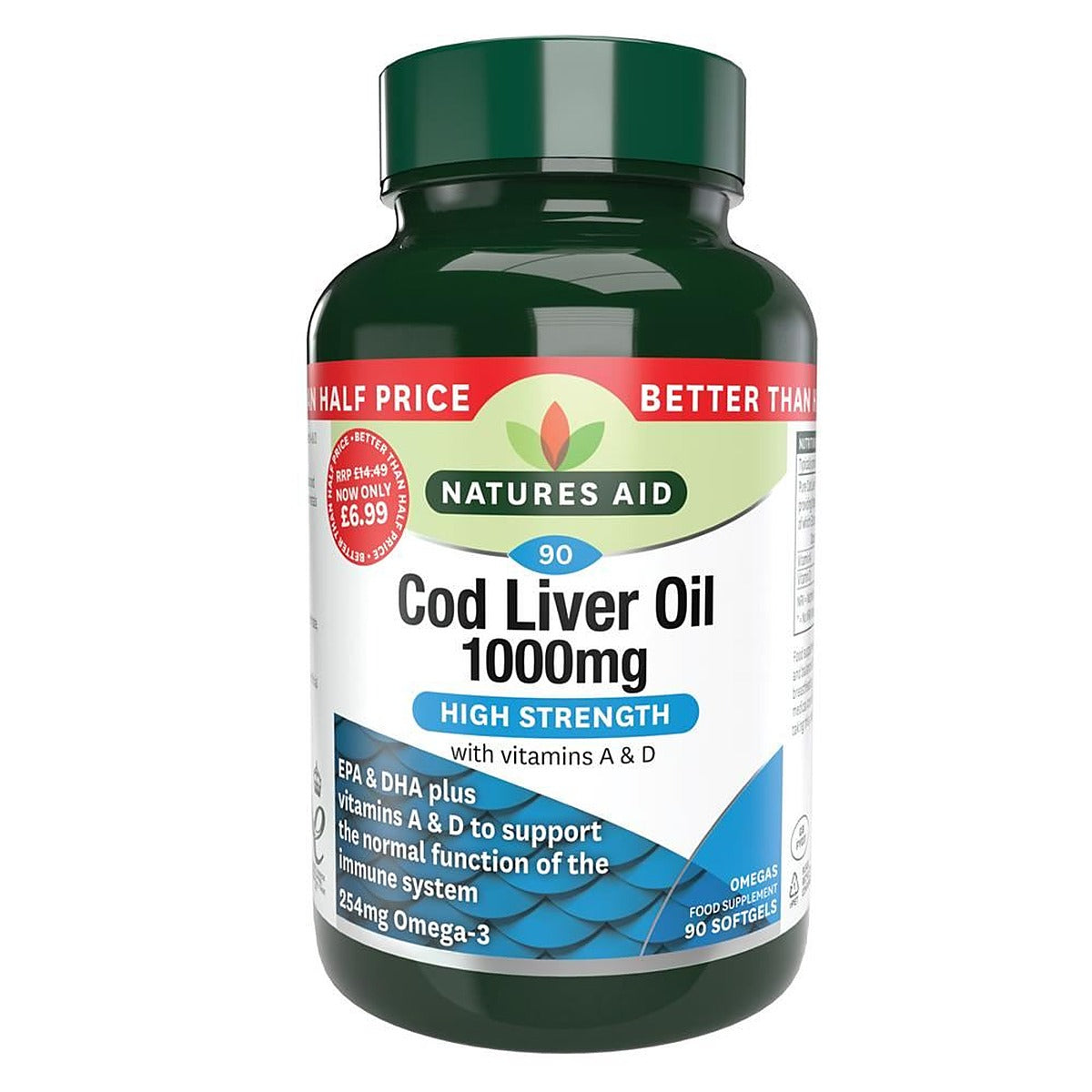 Natures Aid Promo Packs Cod Liver Oil High Strength 1000mg 90 Caps