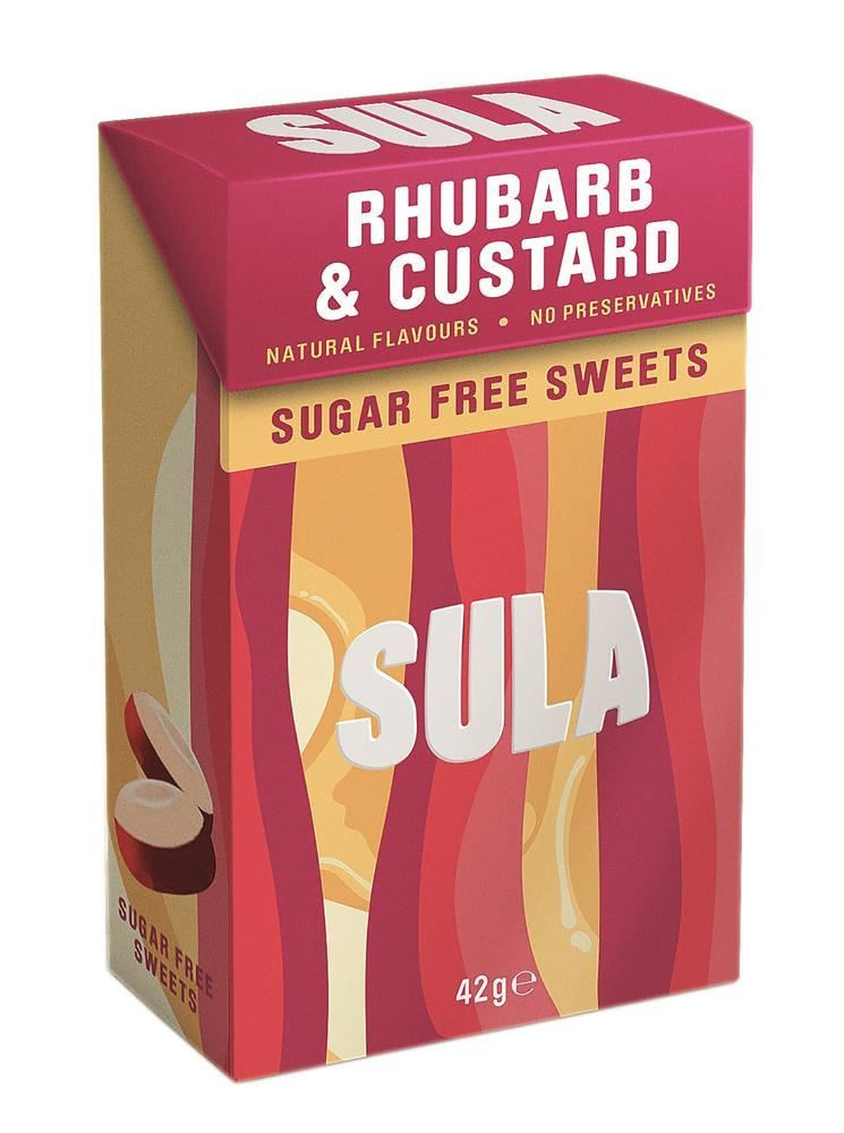 Sula Rhubarb & Custard Sweets Sugar Free 42g - 14 Pack