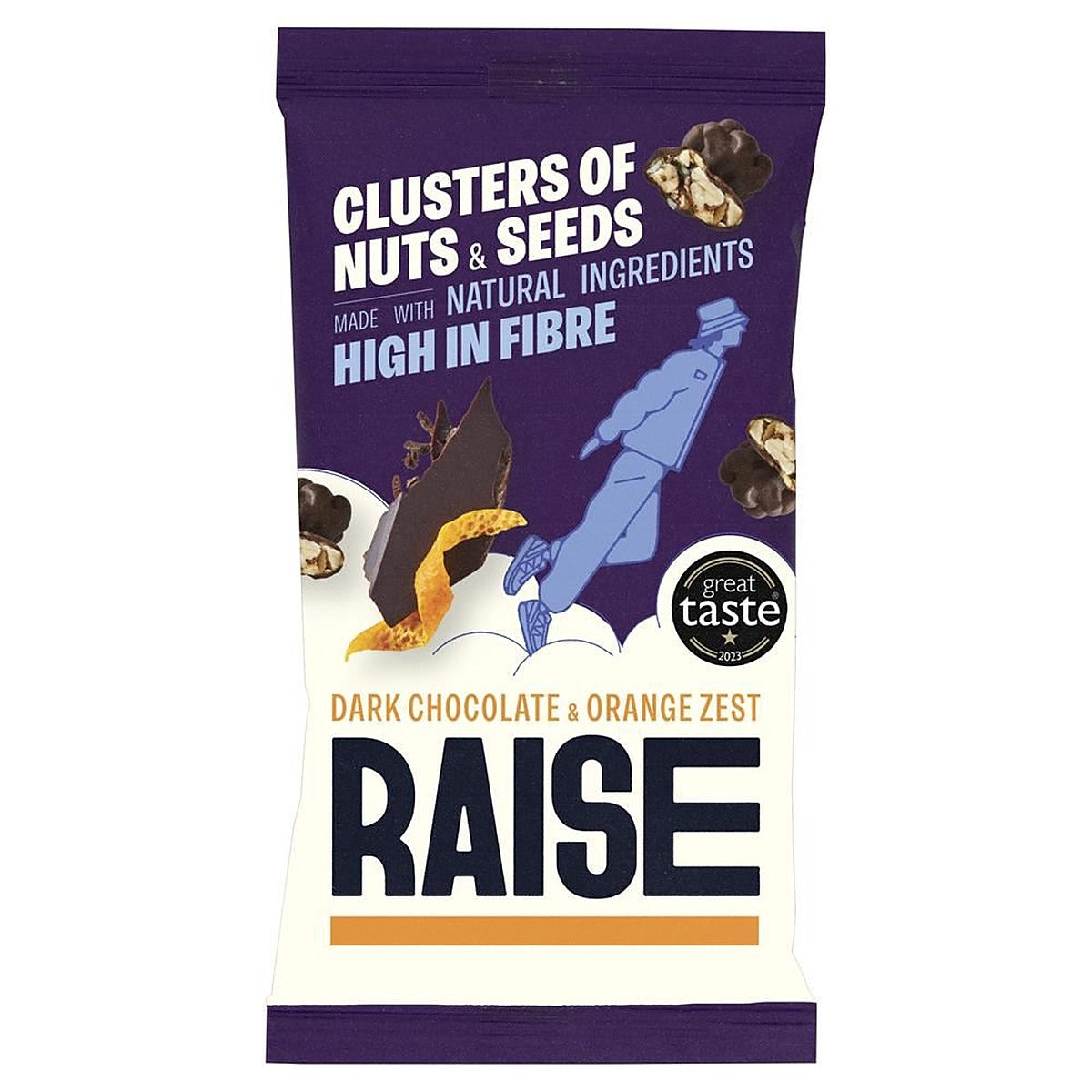 RAISE Snacks Dark Chocolate and Orange Clusters of Nuts and Seeds 35g - 12 Pack