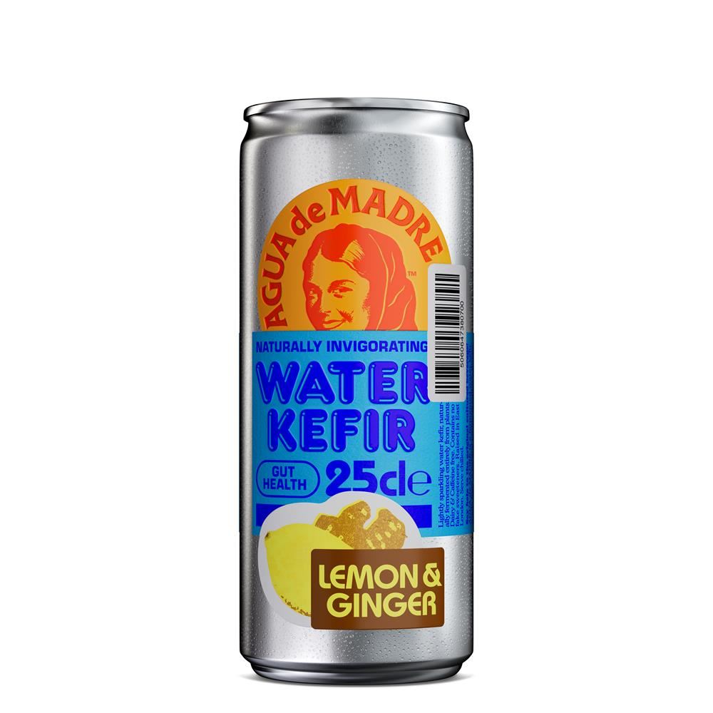 Agua De Madre Lemon & Ginger Water Kefir 250ml Can