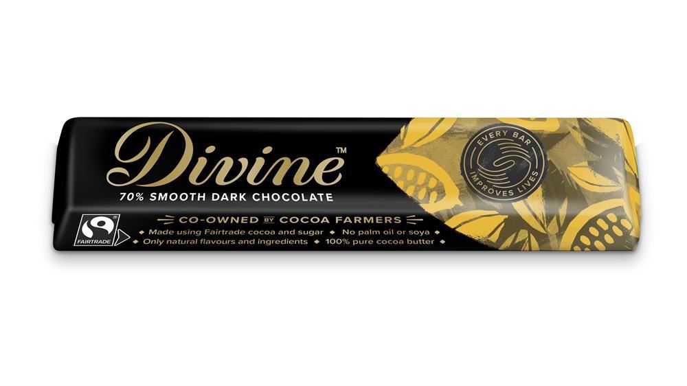 Divine Chocolate 70% Fairtrade Dark Chocolate 35g - 10 Pack