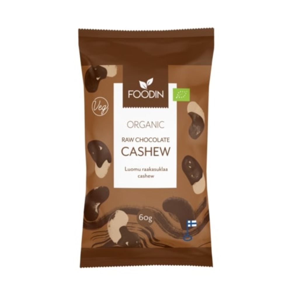 Foodin Organic Raw Chocolate Coated Cashew 60g - 8 Pack