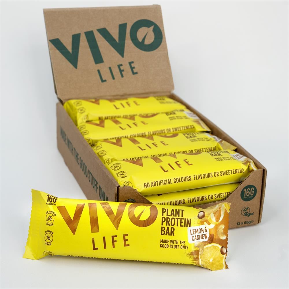 Vivo Life 65g Plant Protein Bar Lemon & Cashew - 12 Pack