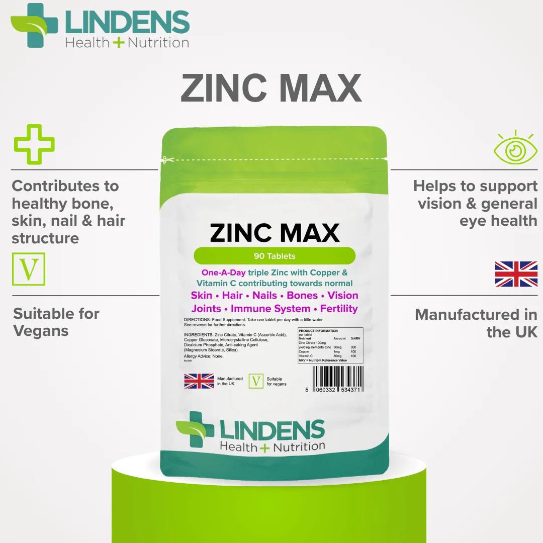 Lindens Zinc Max - 90 Tablets - image 3