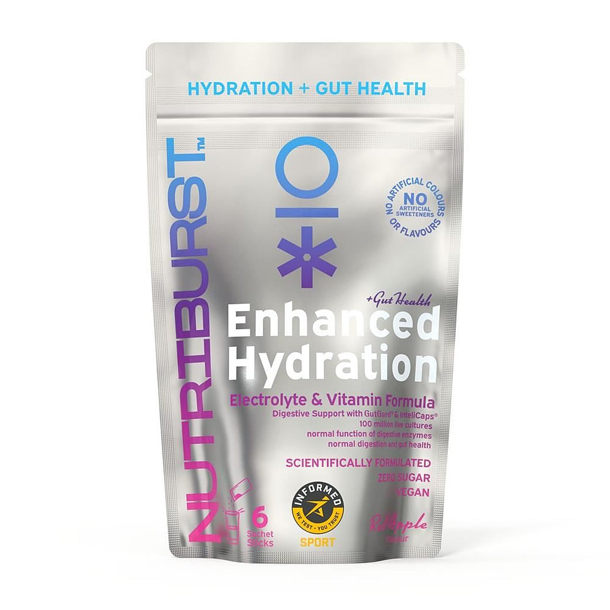 Nutriburst Enhanced Hydration + Gut Health Red Apple Flavour 6 sachets