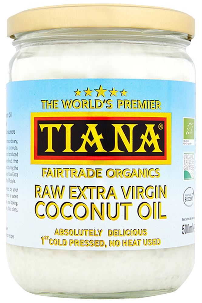 Tiana Fairtrade Organics Raw Extra Virgin Coconut Oil UK no.1 500ml