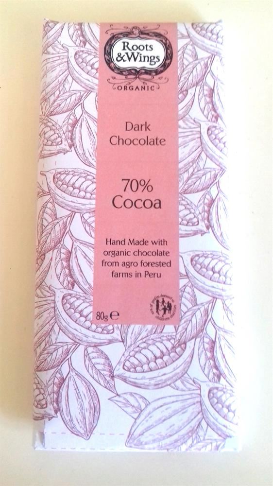 Roots and Wings Organic Dark Chocolate Bar 70% Cocoa 80g