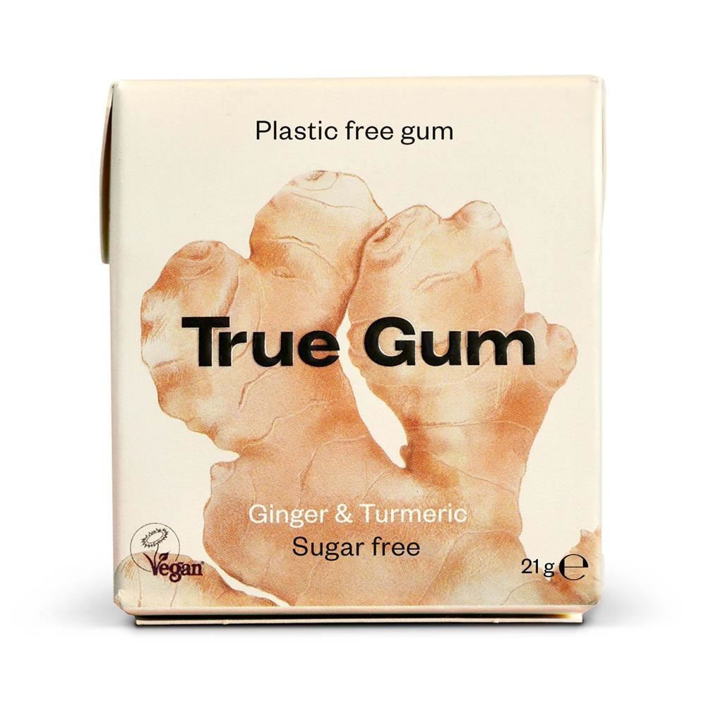 True Gum Vegan and Sugar Free Chewing Gum - Ginger & Turmeric 21g - 24 Pack