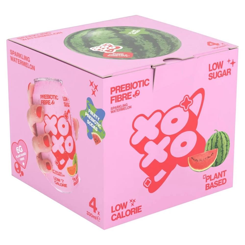 XOXO Soda Sparkling Watermelon Prebiotic Soda 4x330ml Can