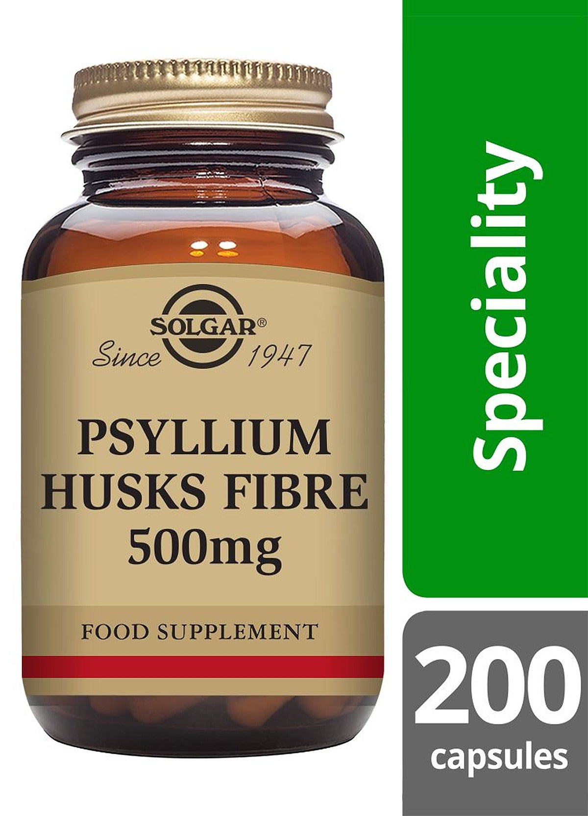 Solgar Psyllium Husks Fibre 500 mg - 200 Vegicaps - image 2