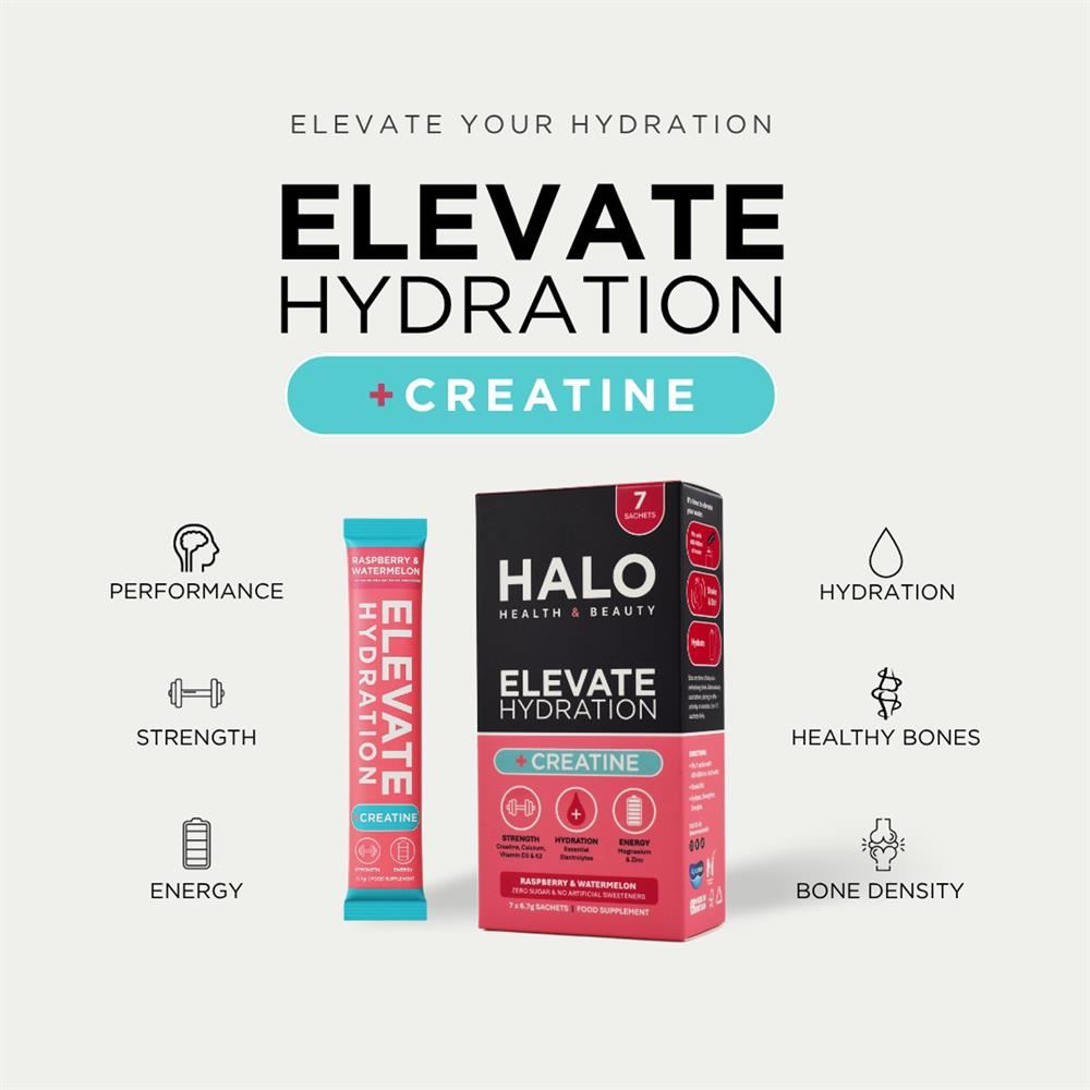 Halo ELEVATE ELECTROLYTES +CREATINE Raspberry & Watermelon 7 Sachets