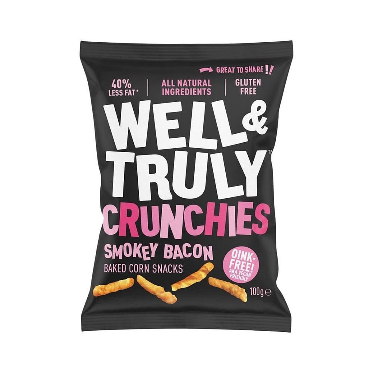 Well and Truly Well & Truly Crunchies Smokey Bacon Snack 100g - 14 Pack