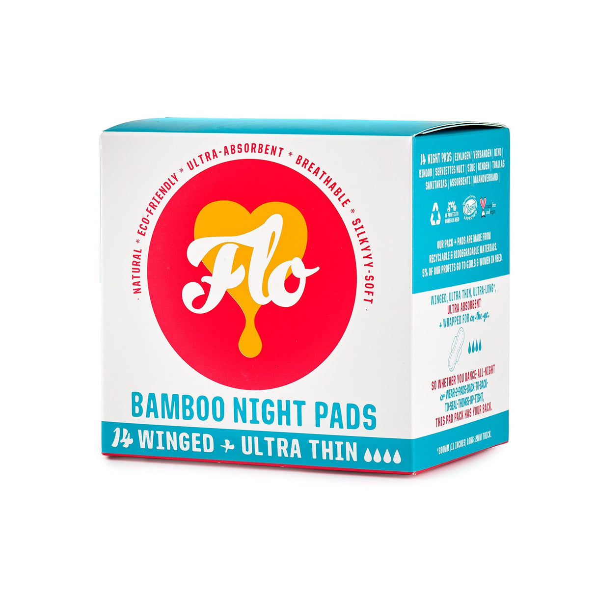 Flo Natural Bamboo Ultra Thin Night - 14 Pads