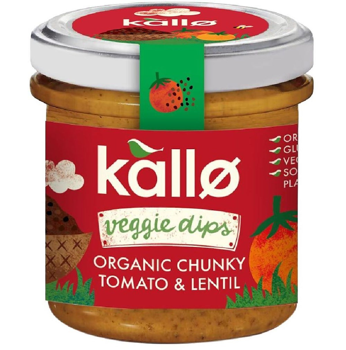 Kallo Organic Chunky Tomato & Lentil Dip 140g