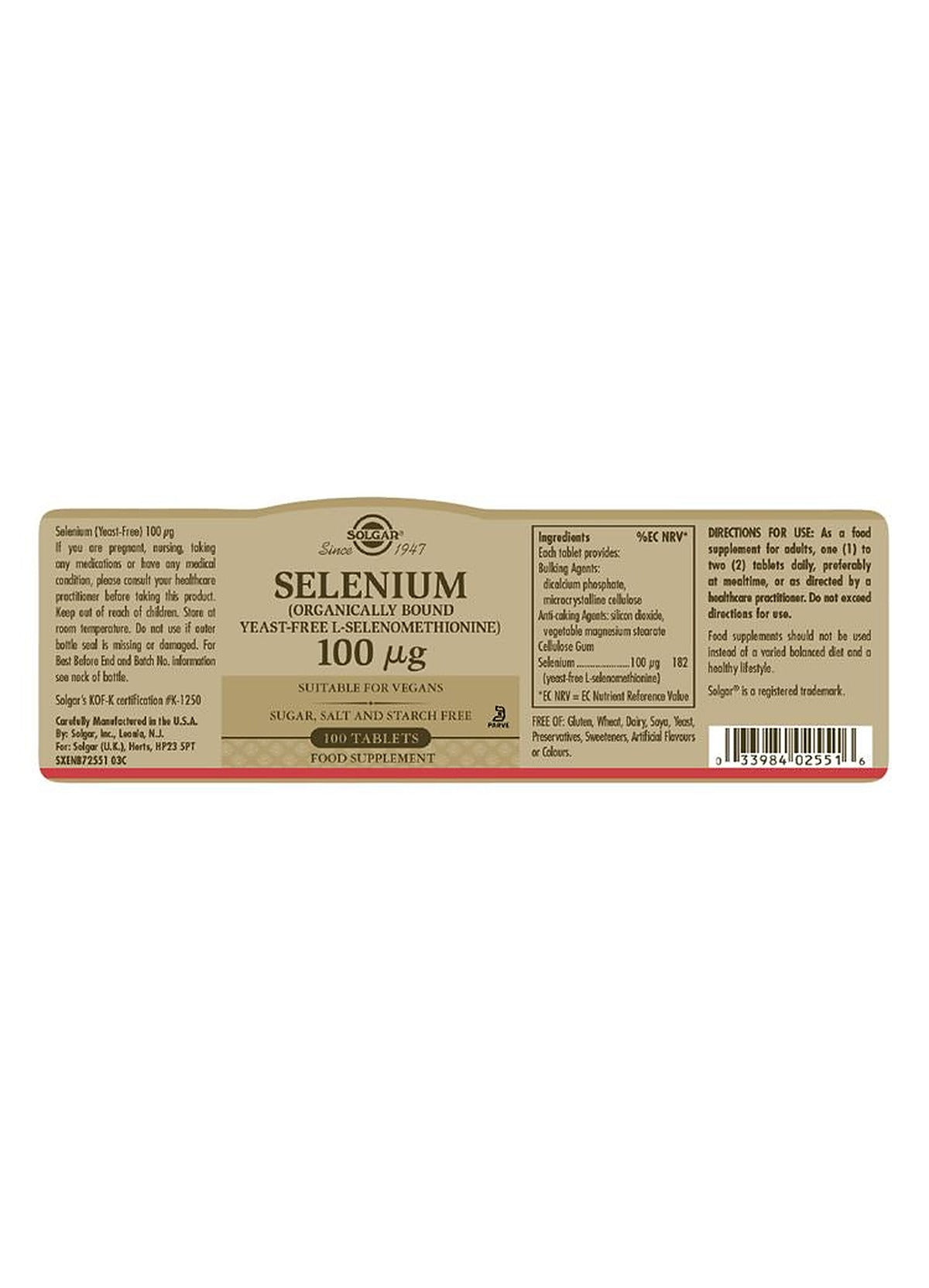 Solgar Selenium (Yeast-Free) 100 µg - 100 Tablets - image 3