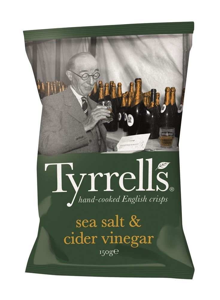 Tyrrells Sea Salt & Cider Vinegar Crisps 150g - 6 Pack
