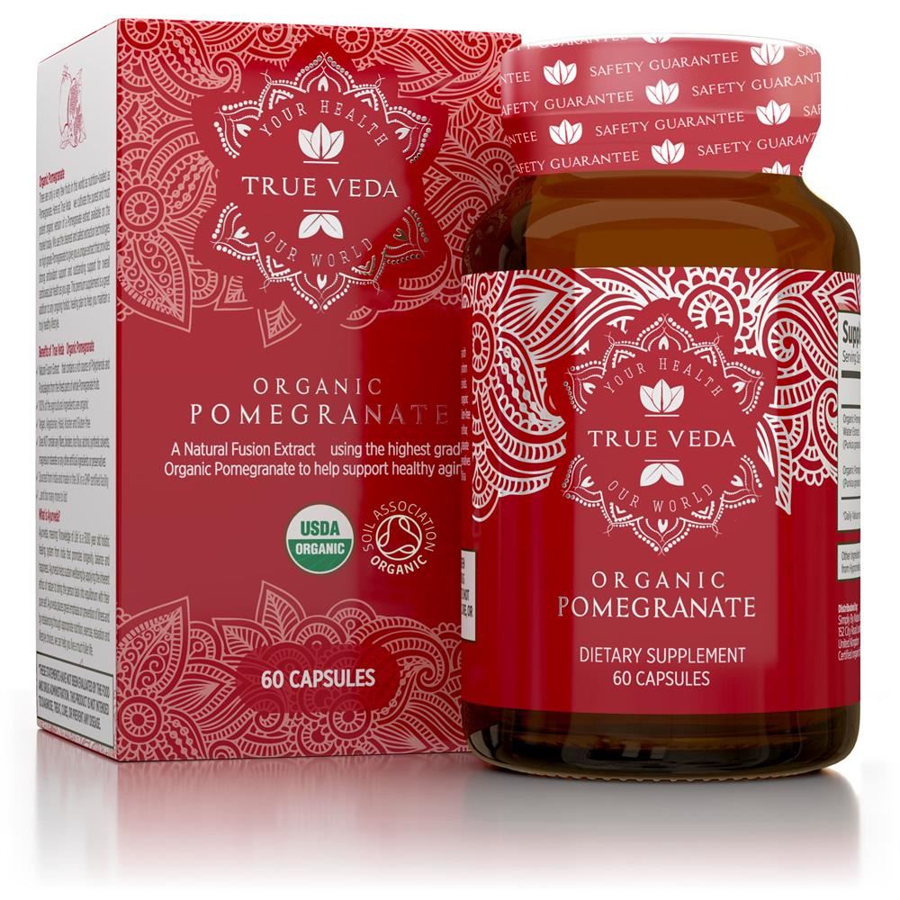 True Veda Pomegranate Organic Natural Vegan Ethical Non-GMO 60 capsules